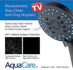 Hotel Spa AquaCare High Pressure 8-mode Handheld Shower Head, Anti-clog Nozzles - Built-in Power Wash to Clean Tub, Tile & Pets, Extra Long 6 ft. Stainless Steel Hose, Wall & Overhead Brackets - Image 3