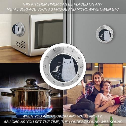 Mechanical Kitchen Timers for Cooking,Indigo Animal Printed 60 Minute Magnetic Countdown Timer,Cute Cooking Timers with Alarm,Stainless Steel Time Timer Manual No Batteries Required - Image 4