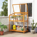 Giantex Wood Cold Frame Greenhouse, Raised Flower Planter Protection with Transparent Openable Roof & Slatted Shelf, Indoor Outdoor Hot House for Garden Balcony, 36”x20”x42” - Image 7