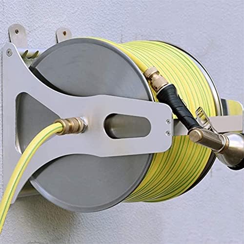 Stainless Steel Wall Mounted Hose Reel, Portable Stainless Steel Garden Holder Storage Durable for Atering Flowersyard Lawn Farm Patio(30m Water Pipe) - Image 2