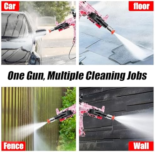 MP5S Pressure Washer Gun with Swivel - 3000 PSI High Pressure Spray Gun with 3/8" Quick Connect Plug Inlet, Foam Cannon Compatible Power Washer Handle for Car, Home & Outdoor Cleaning (Pink) - Image 7
