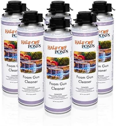 Half Off Ponds Waterfall Foam Gun Cleaner – 6 Pack 20oz Spray Solvent for Uncured Expanding Foam & Adhesive – Foam Dispenser Tool Cleaner for Ponds, Waterfalls & Landscape Rockwork by HALFOFFPONDS