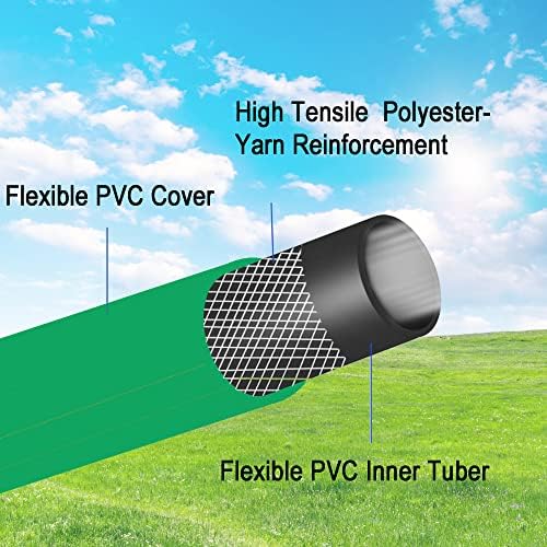 Darnassus PVC Garden Hose 1/2 Inch, 100 FT Flexible Water Hose Blue with Male and Female Plastic Fittings - No Leaking and Lightweight for Household Outdoors Lawns Patio - Image 6