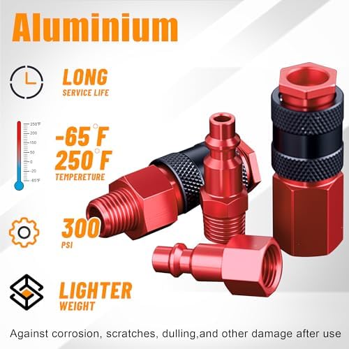 40PCS 1/4" Aluminum Air Hose Fitting Coupler & Plug Compressor Kit - Image 4