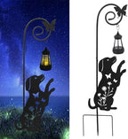 Solar Dog Lantern Garden Stakes 28.7in Metal Outdoor Night Light by Unknown