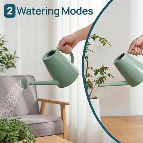 Modern 1.8 Liter Plastic Watering Can with Detachable Spout and Sprinkler Head, Designed for Controlled Pouring and Easy Handling, Light Green - Image 3