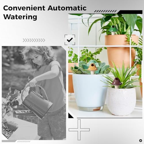 4Pcs Terracotta Self Watering Spikes, Mushroom Shaped Plant Watering Globes for Indoor and Outdoor Plants, Automatic Insert Water Stakes for Potted Garden Plants, Cute Plant Watering Devices - Image 4