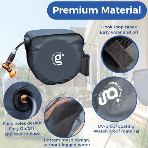Giraffe Tools AW50 Retractable Garden Hose Reel Cover UV Resistant, Anti-Fading and Waterproof and Retractable Garden Hose Reel 1/2 Inch x 155+5 ft, Heavy Duty, Any Length Lock, Slow Return System - Image 6