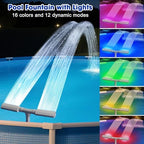 Pool Fountain for Inground and Above Pools: Adjustable Dual Sprayer Waterfall Sprinkler with 16 Color LED Lights for Cooling and Swimming Outdoor - Image 6