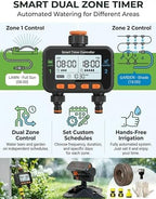 2026 Upgraded 16-Nozzle Oscillating Sprinkler with Dual-Zone Sprinkler Water Timer Heavy Duty Yard Irrigation Adjustable Rotating Lawn Coverage Tool for Outdoor Plants Automatic(2PCS Green) - Image 4