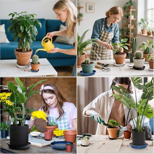 Plant Saucer 8 Inch, 2 Pack Large Plant Saucers Ceramic Tray 8 inch (7.3" Inner) for Flower Pot, Classic Sturdy Planter Water Catcher Tray for Plant Base, Blue - Image 6