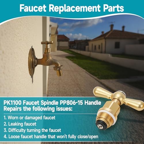 3 Pcs PK1100 Brass Globe Valve Faucet Stem and Bonnet Replacement Kit Compatible with Arrowhead Hose Bibs, Boiler Drains & Sill Faucets - Image 3