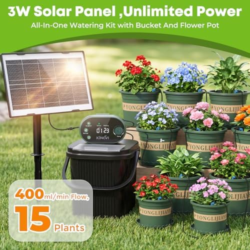 Solar Drip Irrigation System Kit, Auto Plant Waterer for 15 Pots - Image 2