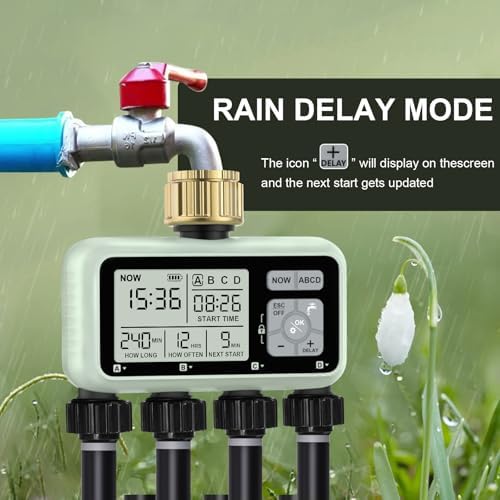 Watering Timer 4 Zone with with Brass Inlet, Sprinkler Timer 4 Outlet - Image 4