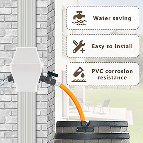 Rain Barrel Diverter, RainWater Collection System Fits for 2x3 or 3x4 Inch Downspout Diverter Colander, Tintsabo Upgrade Rain Barrel Diverter Kit with Filtration and PVC Spigot, White - Image 5