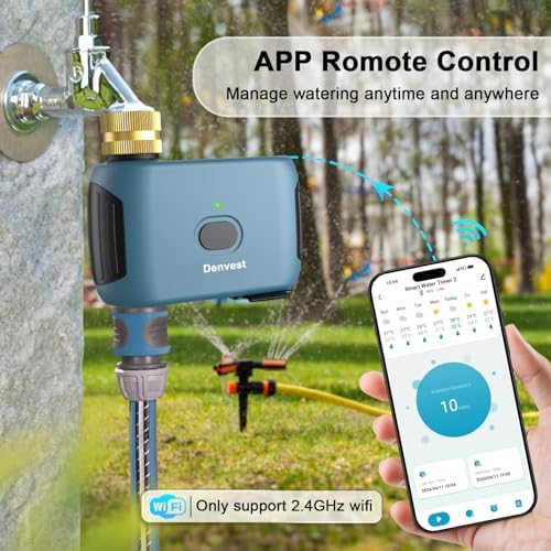 WiFi Water Timer with Brass Inlet, 1 Zone Smart Sprinkler Timer for Garden Hose Faucet, Hose Timers with Up to 20 Watering Plans, APP & Voice Control, Compatible with Alexa (2.4GHz Only) - Image 2