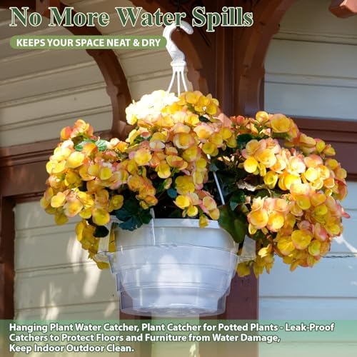 8-10-12" 12-Pack Clear Hanging Plant Basket Drip Pans Water Catcher Tray - Image 3