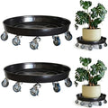 Heavy Duty Plant Caddy(430lbs Capacity), Rolling Metal Plant Stand with Brake Wheels Plant Dolly Planter Mover Plant Pot Tray Saucer for Indoor Outdoor 16 Inches Black 2Pack by SKAFORZ