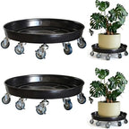 Heavy Duty Plant Caddy(430lbs Capacity), Rolling Metal Plant Stand with Brake Wheels Plant Dolly Planter Mover Plant Pot Tray Saucer for Indoor Outdoor 16 Inches Black 2Pack by SKAFORZ