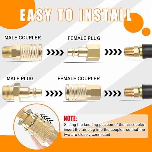 32 PCS Air Coupler & Plug Kit,1/4 Inch Body Size x 3/8 Inch Male - Image 5