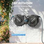 Relhost Retractable Garden Hose Reel, 1/2 in x 65 ft Wall Mount Heavy Duty Hose Reel with Any-Length Lock, Auto Rewind System, 180° Swivel Bracket, and 10-Pattern Nozzle for Garden, Dark Grey - Image 5