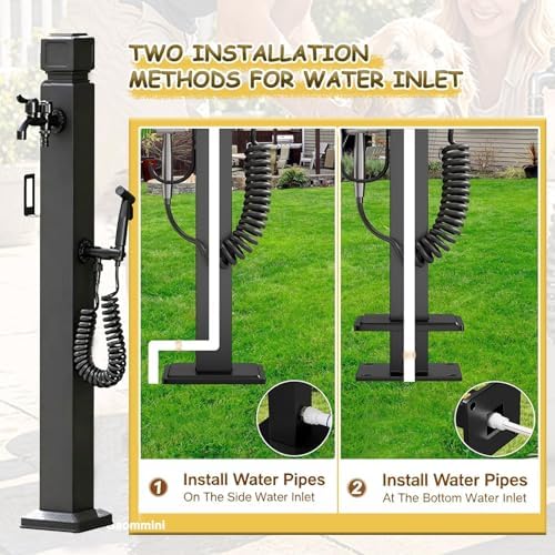 Floor-Mounted Water Feature Column Stainless Steel Hose Stand with Spigot, Vertical Garden Tap for Patio Yard Lawn Irrigation Washing, Yard Hydrant(Style 1,Height: 60cm/23.6in) - Image 5