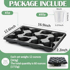 RooTrimmer 12 Cell Nursery Pot Trays 5 Pack with 4 Inch Clear Plant Pots 60 Pack, Thick Sturdy Seeds Starting Germination Shuttle Carrying Trays, Black Small Planter Nursery Propagation 5 Sets - Image 2