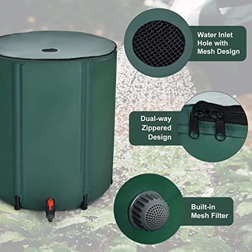 LDAILY 60 Gallon Collapsible Rain Barrel to Collect Rainwater from Gutter, PVC Rain Water Collection Barrel w/Spigot Filter & Top Mesh, Effectively Saving Water, Large Water Storage Container - Image 3