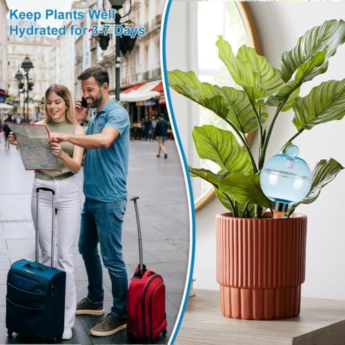 4 Pack Self Watering Globes 17oz Large Plant Watering Globes Top Fill, Self Water Planter Insert Indoor/Outdoor Plastic Water Bulbs Slow Release Terracotta for Plants, Blue - Image 4