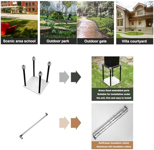 Freestanding Garden Water Column with Faucet, Stainless Steel Outdoor Faucet Garden Hose Holder Anti-Freeze Cracking Vertical Water Column(Rojo) - Image 7