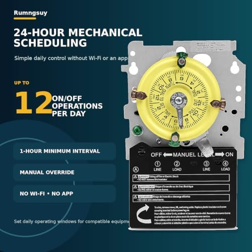 T104M 24-Hour Mechanical Timer Mechanism, Pool Timer,208-277V DPST - Image 6