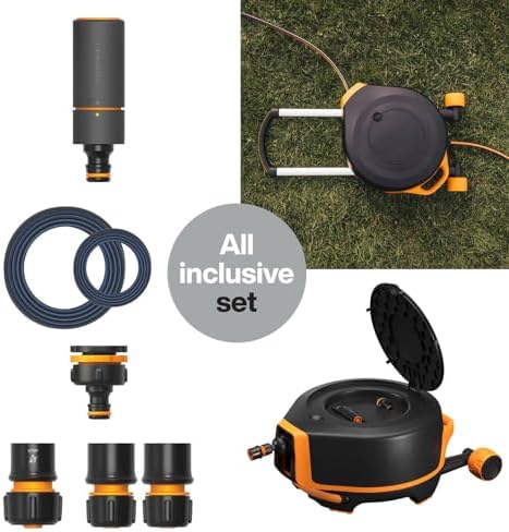 Fiskars Waterwheel XL with Wheels, All-Inclusive Watering Set, 27 m Total Reach, Automatic Rolling, Garden Hose in Universal Size (Diameter 13 mm), Universal Tap Connector, X-Series, 1067548 - Image 2