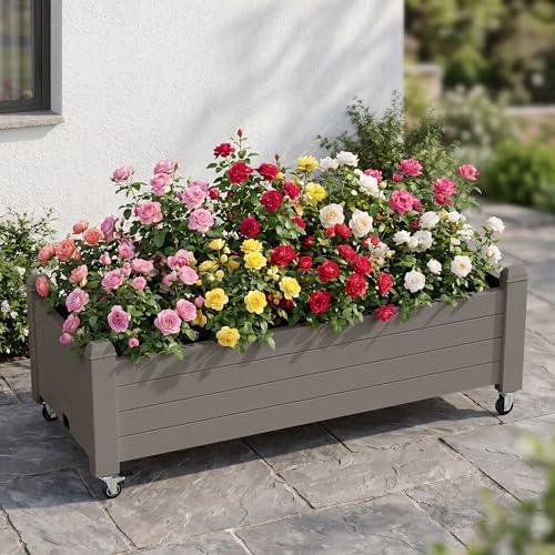 Fancyango Raised Garden Bed with Wheels 13.3" Hx2 -Gray - Image 2