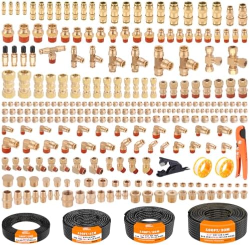 CheeMuii 288PCS Brass DOT Air Line Fittings with 4 Roll 100FT DOT Air Lines by CheeMuii