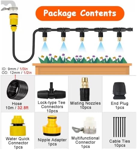 Garden Irrigation Misting Hose Kit - Adjustable Brass Nozzles, Perfect for Greenhouses, Patios, and Outdoor Cooling - Efficient Watering System for Plants and Gardens - Image 2