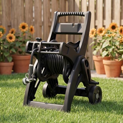 175FT Portable Hose Reel Cart with Wheels, Black - Image 5