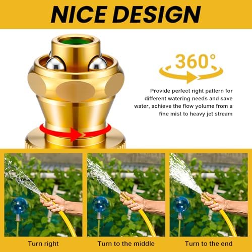 Hotop 9 Pack Big Shot Brass Hose Nozzle Adjustable Twist,3/4 Inch - Image 4