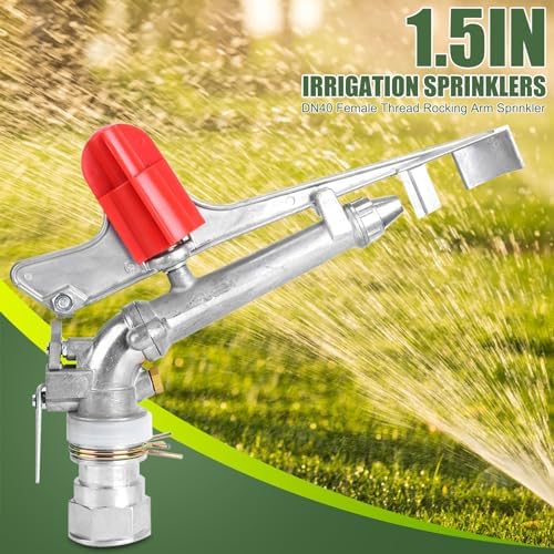 1.5in DN40 High Pressure Impact Rain Gun Sprinkler, with Dual Nozzle, Adjustable 360 Degree Automatic Rotating, for Covering Large Areas, Agriculture Field Crop Irrigation - Image 2