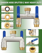 Hose Splitter 2 Way Heavy Duty, Brass Garden Hose Splitter - Image 3