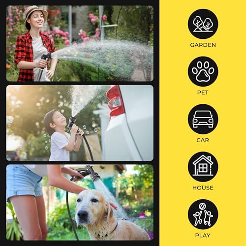 Flat Garden Hose 50FT – Non-Expanding, No-Kink, Leak-Proof Rubber Hose with Brass Fittings & 9-Function Nozzle – Lightweight, Flexible, Collapsible Water Hose for Garden, RV, Camper - Image 7