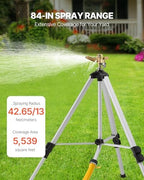 VEVOR Impact Sprinkler on Tripod Base, Heavy Duty Tripod Sprinklers with Brass Head & 3/4" Connector, 360 Degree Large Area Coverage Irrigation Sprinkler, Adjustable Heights for Yard Gray - Image 2