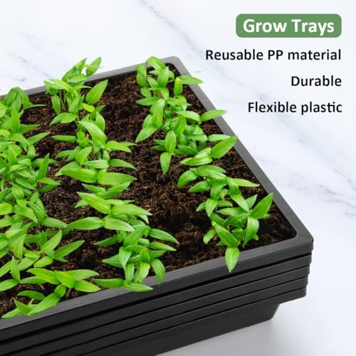 RooTrimmer 1020 Nursery Pot Trays 5 Pack, Plastic Flat Seed Starter Tray, Reusable Seedling Starting Tray for Holding and Carrying Plant Pots (Black) - Image 5