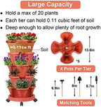 GameXcel Vertical Planter Tower - 5 Tier Stackable Garden Planters with Wheels and Tools Plant Pots for Strawberry Herb Flower and Vegetable Indoor Outdoor Use Red 2 Pack - Image 5