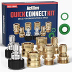 McKillans® Pressure Washer Quick Connect Kit, M22-14mm to 3/8" Male Female Quick Disconnect Kit for Power Washer (Brass) by McKillans