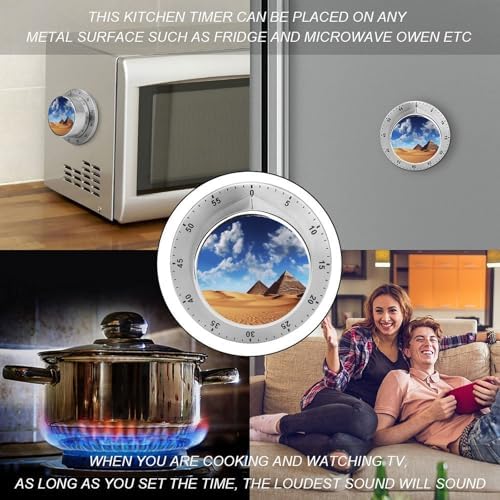 Mechanical Kitchen Timers for Cooking,Desert Sky Printed 60 Minute Magnetic Countdown Timer,Cute Cooking Timers with Alarm,Stainless Steel Time Timer Manual No Batteries Required - Image 4
