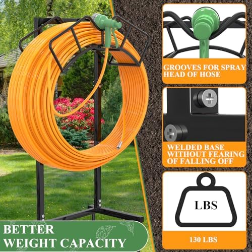 Qatsrin Super Stable Garden Hose Holder, Water Hose Reel holds 160ft, Black - Image 2