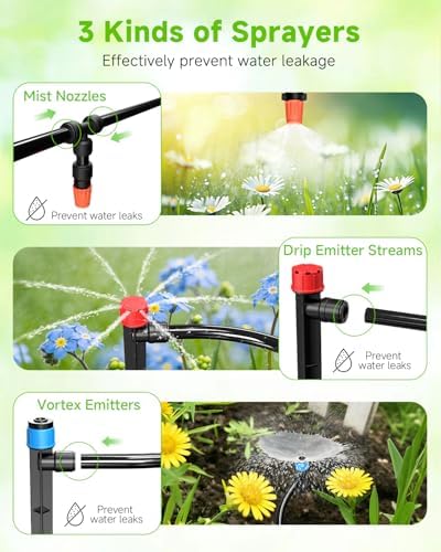 246FT Drip Irrigation System with LCD Timer, Automatic Watering System Kits,1/2 Inch Hose 1/4 Inch Distribution Tubing 3 Sprayer Types, for Garden, Greenhouse, Garden, Lawn - Image 4