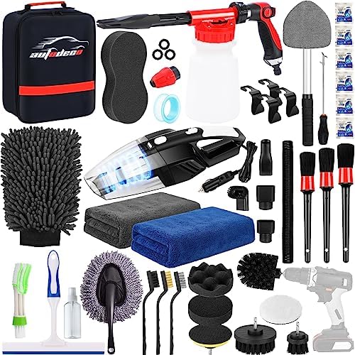40Pcs Car Wash Kit with Foam Gun, Complete Car Detailing Brush Kit by AUTODECO