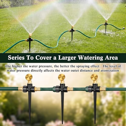 Tioncy 4 Pack Metal Lawn Sprinkler for Yard with Brass Nozzle & Aluminum Alloy Spike Base, Adjustable Automatic Garden Sprinkler System with Screen Gasket for Lawn Garden Yard Greenhouse(Black) - Image 5