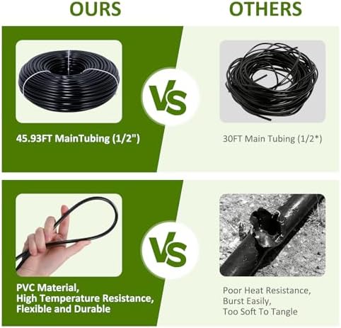 300FT Drip Irrigation System Kit, Automatic Garden Watering Misting System with 70FT1/2 inch Hose 230FT 1/4 inch Distribution Tubing and Accessories for Garden Lawn Greenhouse Plant Flower Bed - Image 6